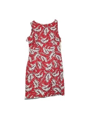 Danny & Nicole Red and White Floral Sleeveless Shift Dress Size 14